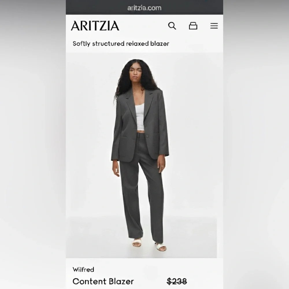 Aritzia Wilfred Content Blazer Suit Jacket Top Relaxed Fit (fits S) - Picture 2 of 10